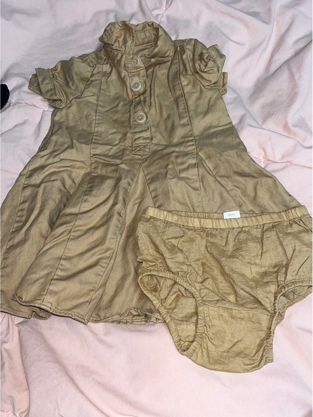 BR Baby 6-12 Months Tan Dress with Matching Bloomers